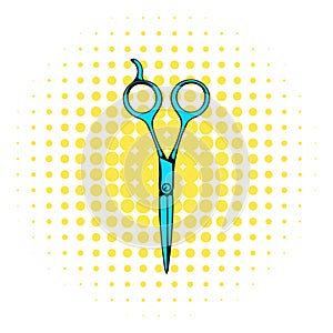 Steel scissors icon, comics style