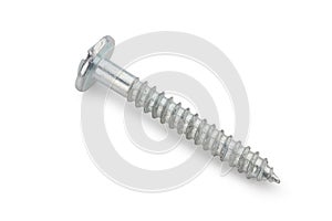 Steel screw isolated on white photo