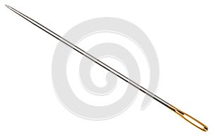 Steel sewing needle with golden needle's eye