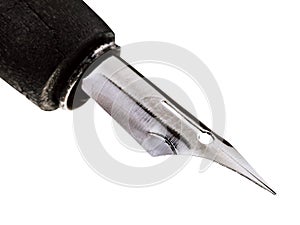Steel sharp nib of drawing pen close up
