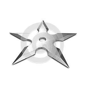 Steel Shuriken on white. 3D illustration