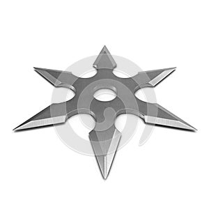 Steel Shuriken on white. 3D illustration