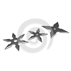 Steel Shuriken on white. 3D illustration