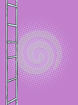 Steel single and whole staircase. Climbing up the career ladder. The path to dreams, achievements and goals. Pop Art