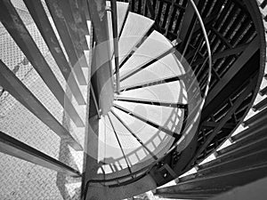 Steel Spiral Staircase in black and white