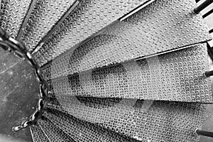 Steel spiral staircase. Spiral stair. Top view