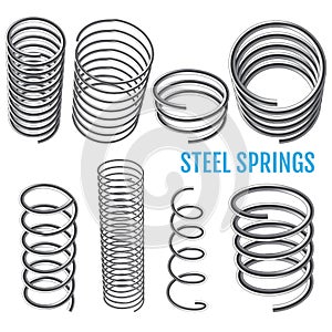 Steel springs. Spiral spring set.