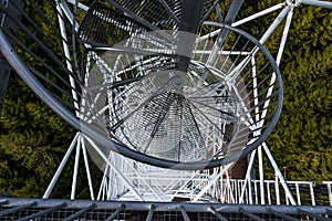 Steel stair on the telecommunication tower.