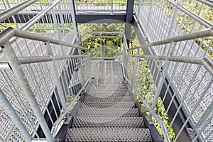 Steel staircase of an observation tower