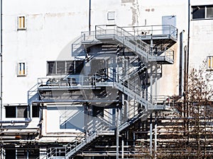 steel stairs of industrial building of factory photo