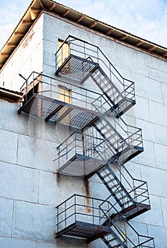 Steel stairs on the outer wall