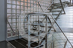 Steel stairway in a modern office building