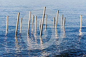 Steel Stakes On The Sea