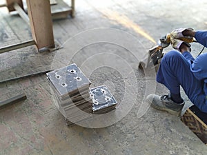 Steel Structural fabrication workshop. column and beams.  Muscat, Oman.