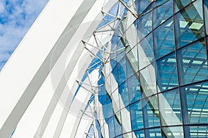 Steel structure column and modern facade of building, Modern arc