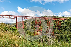 The steel structure of the Makatote viaduct in New Zealand