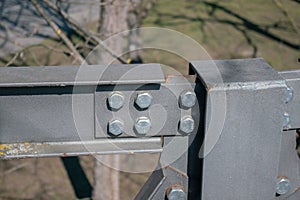 Steel structure with beams and bolts, photo