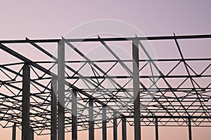 Steel structure of a new industrial warehouse building