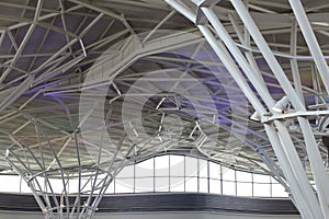 Steel structure under the roof of building