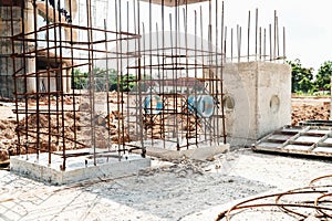 Steel structure work of manholes, building construction requires manholes for drainage within the construction.