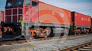 Steel Symphony. A Freight Train's Passage with Cargo Containers. Generative AI