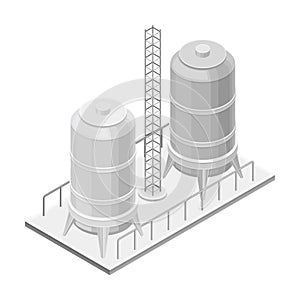 Steel Tank or Storage Reservoir with Oil or Petroleum Isometric Vector Illustration