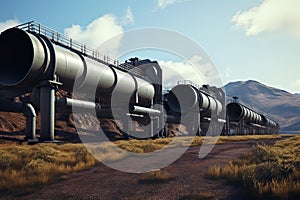 Steel tanks factory pipes. Generate ai