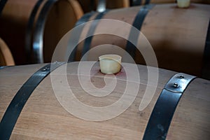 Steel tanks for first fermentation of grapes, Saint-Emilion wine making region picking, sorting with hands and crushing Merlot or