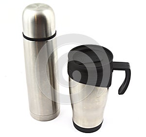 Steel thermos and travel mug