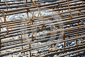 Steel tie of post at construction site