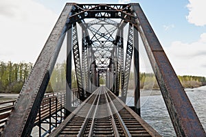 Steel trestle railway bridge