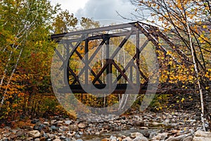 Steel truss railway bridge across Sawyer River at Bears Notch on Kancamagus Highway1