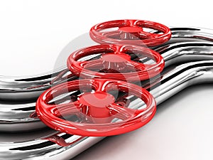 Steel tube with red valves