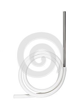 Steel tube and rubber hose. Hookah elements on a white background