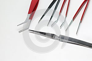 Steel tweezers for precision electronics repairing photo