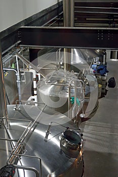 Steel Vats At Beer Brwery