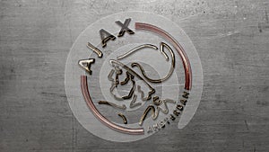 Steel version of the Ajax Amsterdam football club logo - 4k high res background