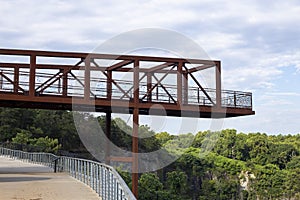 A steel walking and outlook bridge at Quarry Park