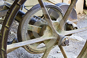 Steel wheel on a farm implement photo