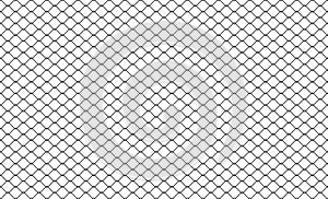 Steel wire chain link fence or rabitz seamless pattern. Metal lattice with rhombus shape silhouette. Grid fence