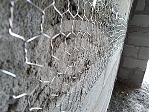 Steel wire mesh applied at the joints of masonary wall