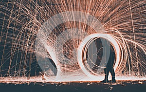 Steel wool long exposure photography.