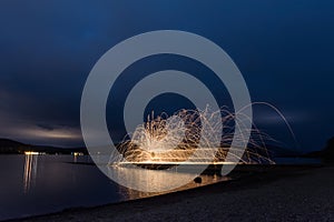 Steel wool sparkler in Balloch Park