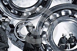 Steel-workers with gears and bearings