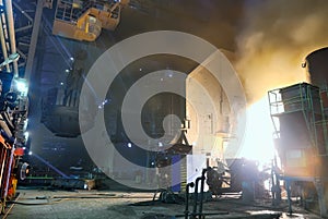 Steel works, charging of a furnace