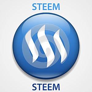 Steem Coin cryptocurrency blockchain icon. Virtual electronic, internet money or cryptocoin symbol, logo