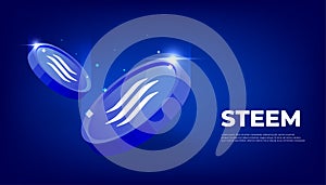 STEEM coin cryptocurrency concept banner background