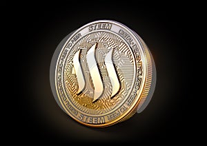 Steem - Cryptocurrency Coin. 3D rendering