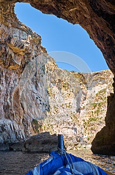 Steep cliff over Mediterranean sea on south part of Malta island