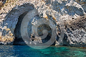 Steep cliff over Mediterranean sea on south part of Malta island